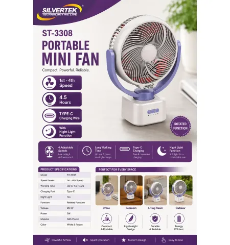SILVERTEK ST-3308 Portable Mini Fan