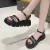 Sequin Decorative Sandals Chunky Women's Fashion All-match Platform Gladiator Mid-hell Open-toe One-Line Buckle Sandals