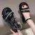 Sequin Decorative Sandals Chunky Women's Fashion All-match Platform Gladiator Mid-hell Open-toe One-Line Buckle Sandals