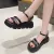 Sequin Decorative Sandals Chunky Women's Fashion All-match Platform Gladiator Mid-hell Open-toe One-Line Buckle Sandals