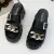 2023 Summer New Metal Chain Slippers Fashion Leather Open Toe Anti-Slip Dress Platform Slippers Comfort Slip On Beach Flip Flops