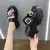 Brand Metal Chains Women Black Plaid Leather Sandals High Heel Beach Slides - Fashion | Women's Footwear |