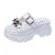 Brand Metal Chains Women Black Plaid Leather Sandals High Heel Beach Slides - Fashion | Women's Footwear |