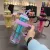 KRISHA 1300ML Water Bottle with Straw and Handle Transparent Tumbler Insulated Leak Resistant Sports Gym Fitness Shaker Bottle Large Capacity Portable Outdoor Drinkware