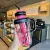 KRISHA 1300ML Water Bottle with Straw and Handle Transparent Tumbler Insulated Leak Resistant Sports Gym Fitness Shaker Bottle Large Capacity Portable Outdoor Drinkware