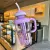 KRISHA 1300ML Water Bottle with Straw and Handle Transparent Tumbler Insulated Leak Resistant Sports Gym Fitness Shaker Bottle Large Capacity Portable Outdoor Drinkware