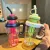 KRISHA 1300ML Water Bottle with Straw and Handle Transparent Tumbler Insulated Leak Resistant Sports Gym Fitness Shaker Bottle Large Capacity Portable Outdoor Drinkware