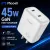 Miccell 45W GaN Technology Dual USB-C PD Power Delivery Wall Charger - White