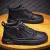 Upper Lace up Zipper Men's Black Flat Platform Walking Shoes Sneakers for Man