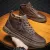 Upper Lace up Zipper Men's Black Flat Platform Walking Shoes Sneakers for Man